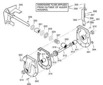 Gear Case Diagram and Parts List for 631128X31B 2001 Briggs and Stratton Snow Blower